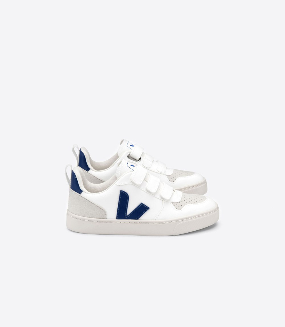 Tenis Veja Niños - V-10 Velcro Cwl - Blancos/Azules - 358HKGXWP